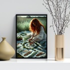 Quadro Decorativo Mulher Com Mandala 33x24cm Moldura Preta