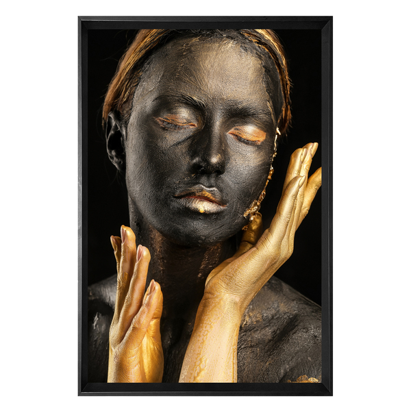 Quadro Decorativo Mulher com Mãos 40x60cm Preto