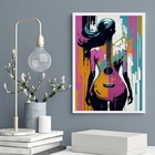 Quadro Decorativo Mulher Corpo Violão 33x24cm - Com Vidro Mol