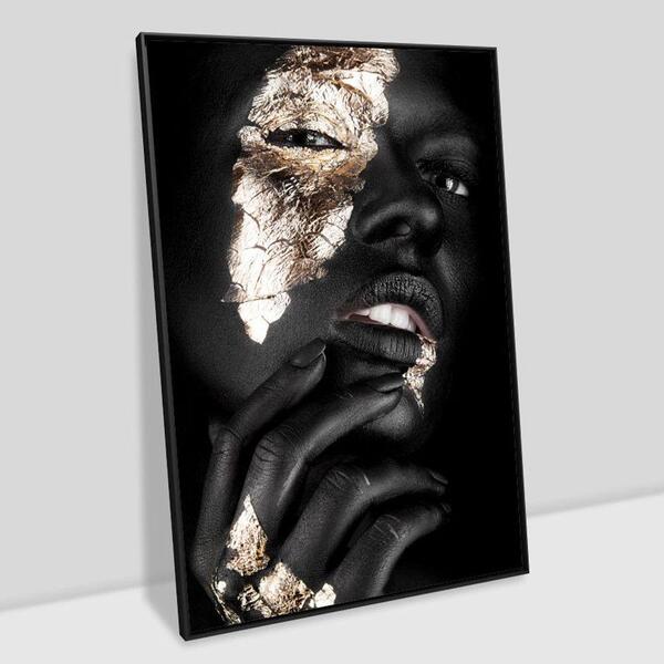 Quadro Decorativo Mulher Dourada 2 60x90x4,4 Mn Luven Pre