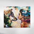 Quadro Decorativo Mulher E Lobo Colorido