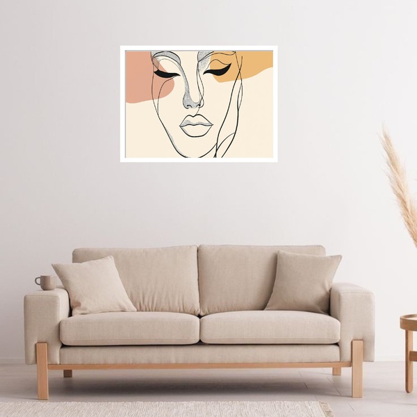 Quadro Decorativo Mulher Face Abstrato  - 50x70cm Moldura Pre