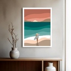 Quadro Decorativo Mulher Onda Sunset  - 70x50cm Moldura Preta