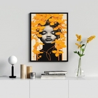 Quadro Decorativo Mulher Orquídeas Amarelas 24x18cm Moldura:m