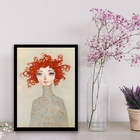 Quadro Decorativo Mulher Ruiva 33x24cm Moldura:madeira Preta
