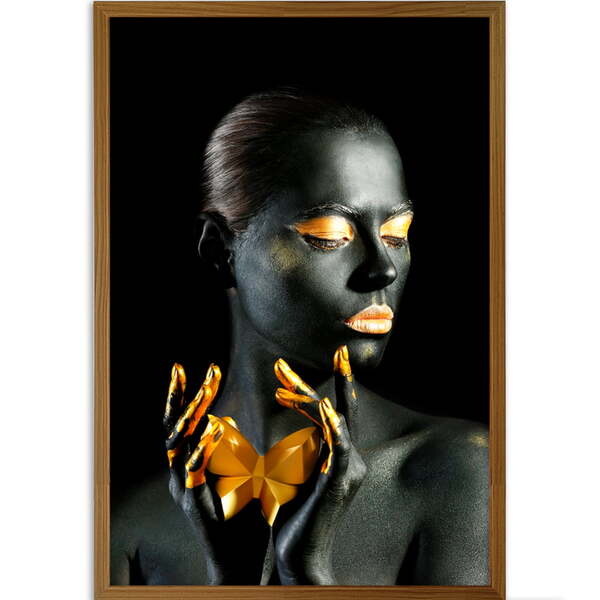 Quadro Decorativo Mulher Viii Moldura Sem Vidro Marrom