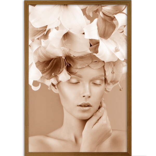 Quadro Decorativo Mulher Xi Sem Vidro Marrom