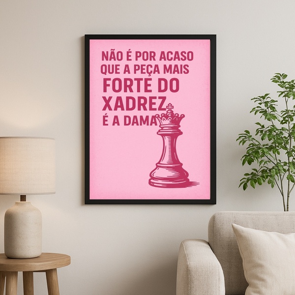 Quadro Decorativo Mulheres Fortes - Xadrez 45x34cm Moldura Pr