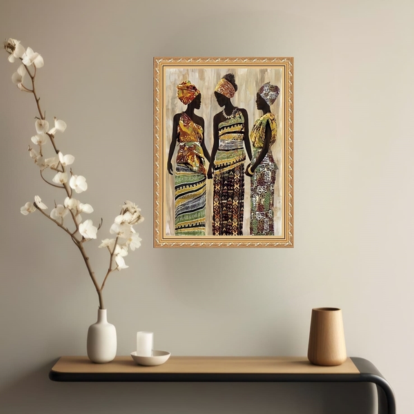 Quadro Decorativo Mulheres Negras 33x24cm - Com Vidro Moldura