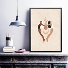 Quadro Decorativo Mulheres Yoga- Lua Flores 33x24cm - Com Vid