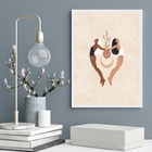 Quadro Decorativo Mulheres Yoga- Lua Flores 45x34cm Moldura:m