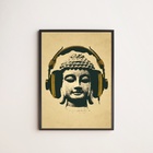 Quadro Decorativo Music Buda 24x18cm - Com Vidro Moldura:made