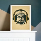 Quadro Decorativo Music Buda 45x34cm - Com Vidro Moldura:made