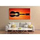 Quadro Decorativo Musical Paisagem Ilha Violão - 90x60cm