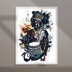 Quadro Decorativo Músico Africano 24x18cm - Com Vidro Moldura