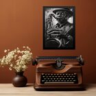 Quadro Decorativo Músico Jazz - Grafite 24x18cm Moldura Preta