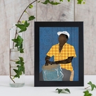 Quadro Decorativo Músico Sambista 33x24cm - Com Vidro Moldura