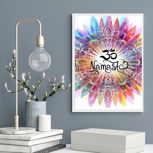 Quadro Decorativo Namastê Aquarela 33x24cm - Com Vidro Moldur