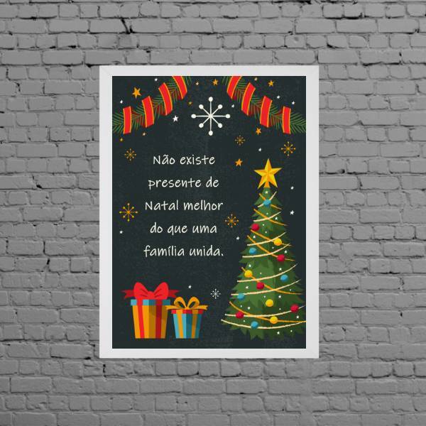 Quadro Decorativo Natal Família Reunida 24x18cm Moldura:madei