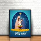 Quadro Decorativo Natal Presépio 33x24cm Moldura:madeira Preta