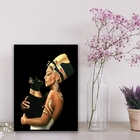 Quadro Decorativo Nefertiti Com Gato 33x24cm Moldura:madeira