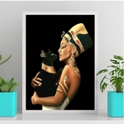 Quadro Decorativo Nefertiti Com Gato 45x34cm - Com Vidro Mold