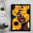 Quadro Decorativo Negra Com Girassois 24x18cm Moldura Preta