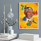 Quadro Decorativo Nelson Mandela- Arte 33x24cm Moldura:madeir