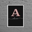 Quadro Decorativo Nome Aline 45x34cm - Com Vidro Moldura:made