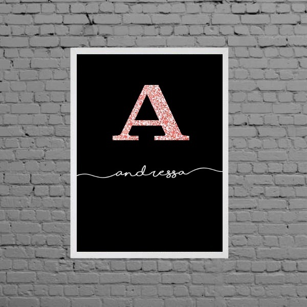 Quadro Decorativo Nome Andressa 24x18cm - Com Vidro Moldura:m