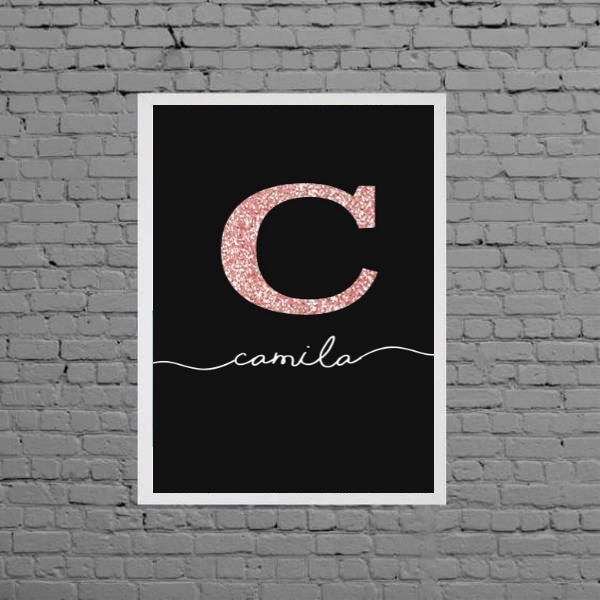 Quadro Decorativo Nome Camila 45x34cm - Com Vidro Moldura:mad