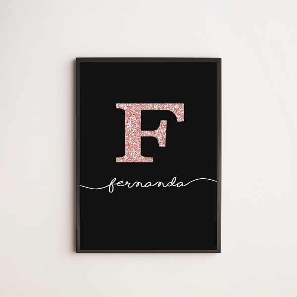 Quadro Decorativo Nome Fernanda 24x18cm - Com Vidro Moldura:m