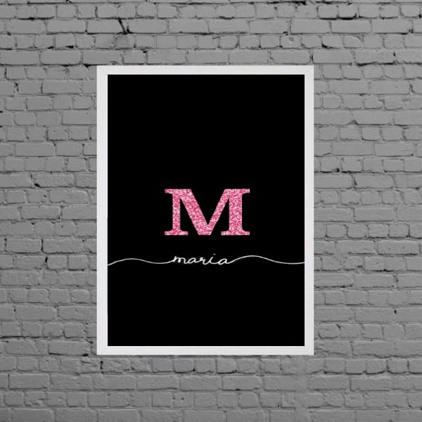 Quadro Decorativo Nome Maria 45x34cm Moldura:madeira Preta