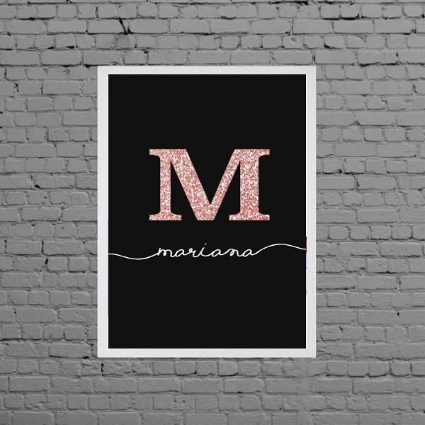 Quadro Decorativo Nome Mariana 33x24cm - Com Vidro Moldura:ma