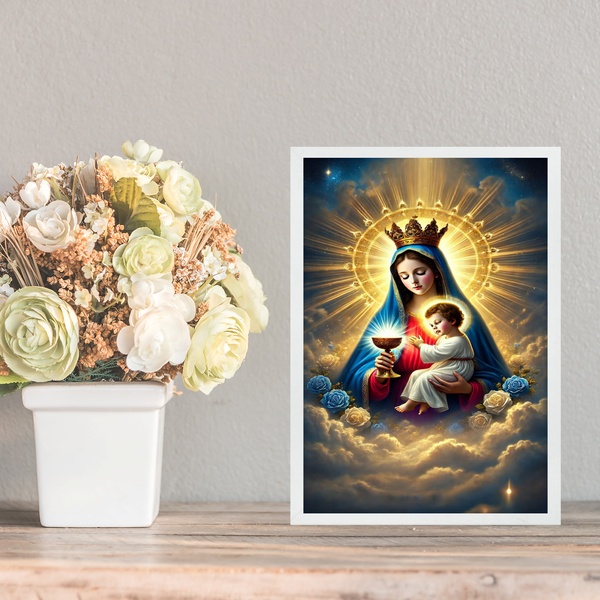 Quadro Decorativo Nossa Senhora Da Saúde 45x34cm - Com Vidro