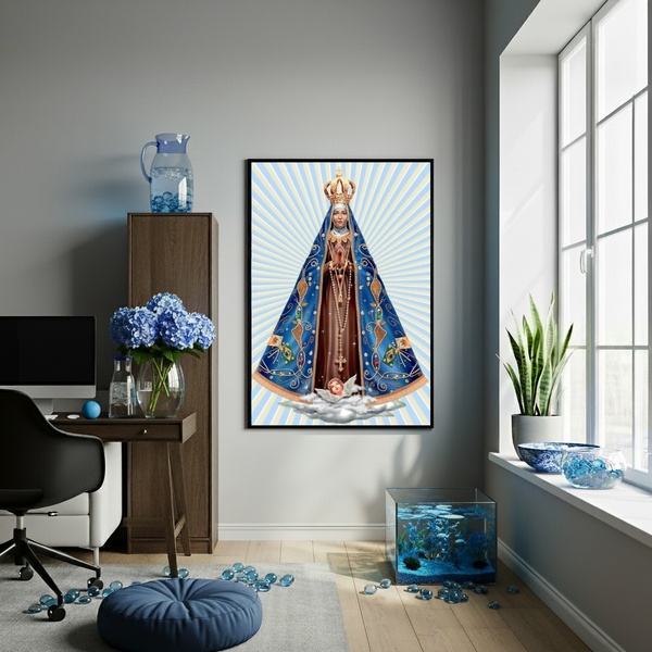 Quadro Decorativo Nossa Senhora De Aparecida  - 70x50cm Moldu