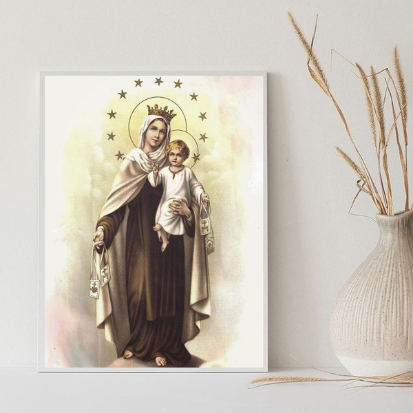 Quadro Decorativo Nossa Senhora Do Carmo 33x24cm - Com Vidro