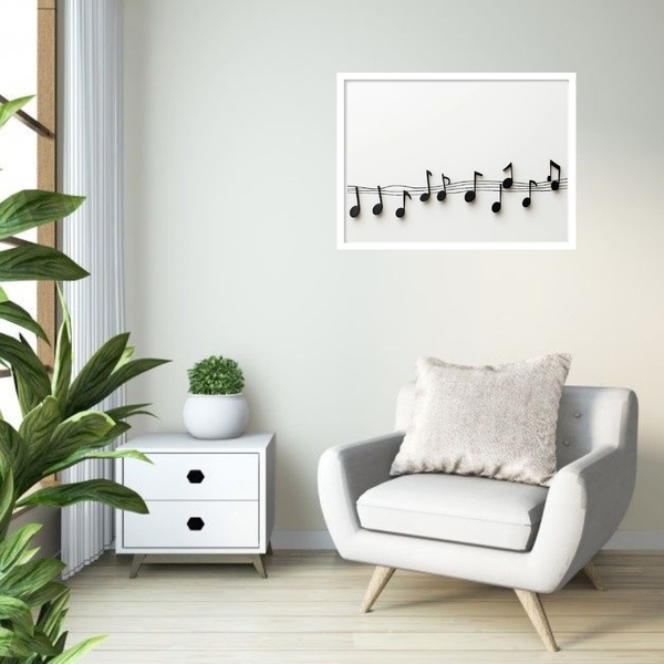 Quadro Decorativo Notas Musicais Minimalista  - 50x70cm Moldu