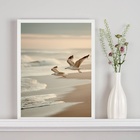 Quadro Decorativo Nuances Bege - Praia Pássaros 33x24cm Moldu
