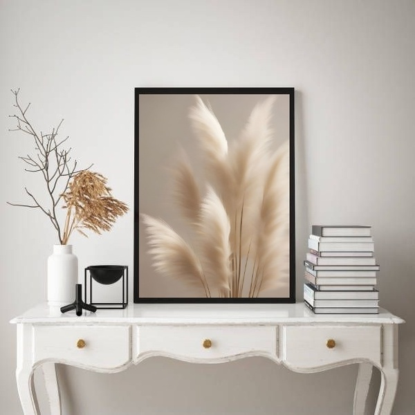 Quadro Decorativo Nuances Bege - Ramos Soft 33x24cm Moldura B