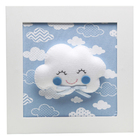 Quadro Decorativo Nuvem Com Carinha Azul Quarto Bebê