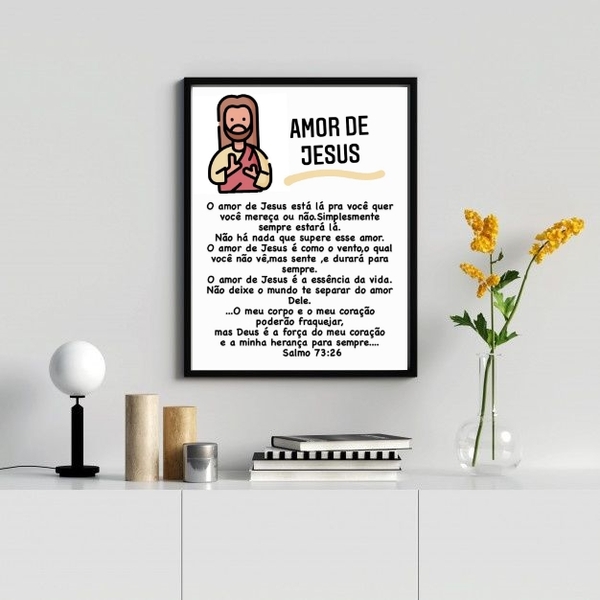 Quadro Decorativo O Amor De Jesus 33x24cm Moldura:madeira Bra