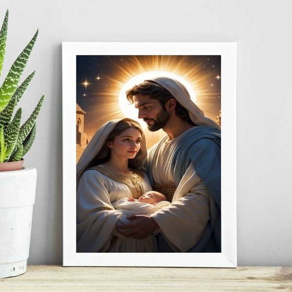 Quadro Decorativo O Nascimento De Jesus 33x24cm - Com Vidro M