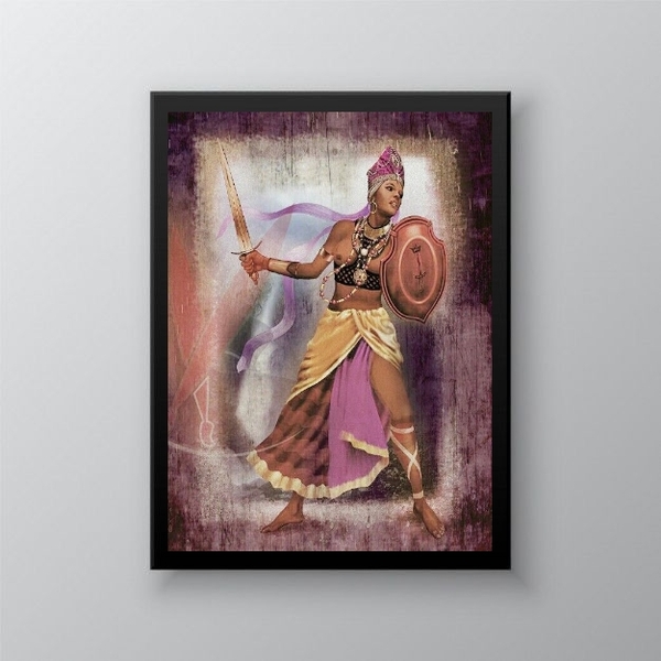 Quadro Decorativo Obá Orixá 45x34cm Moldura:madeira Branca