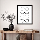 Quadro Decorativo Óculos Variados  - 70x50cm Moldura Branca