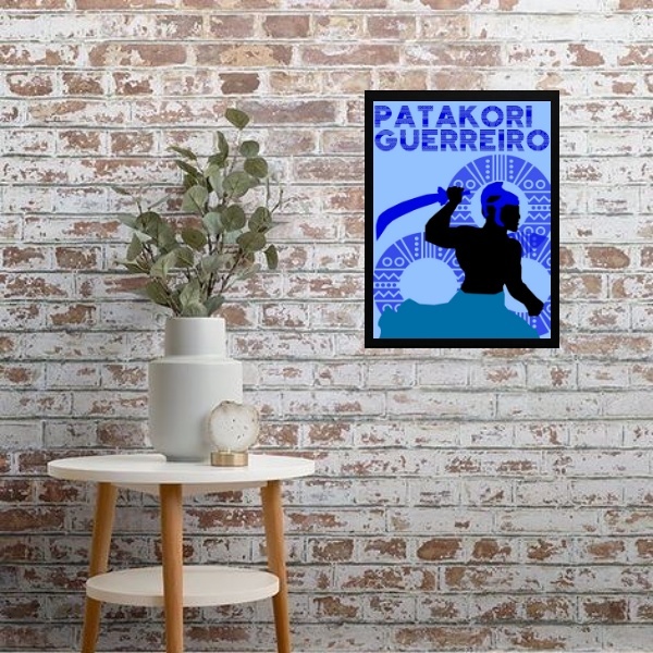 Quadro Decorativo Ogum Guerreiro 45x34cm Moldura:madeira Bran