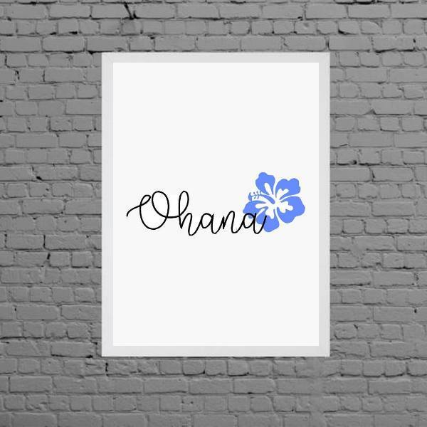 Quadro Decorativo Ohana Flor Azul 24x18cm Moldura:madeira Bra