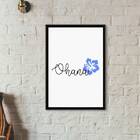 Quadro Decorativo Ohana Flor Azul 33x24cm - Com Vidro Moldura