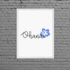 Quadro Decorativo Ohana Flor Azul 45x34cm - Com Vidro Moldura