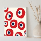 Quadro Decorativo Olhos Gregos Vermelhos 24x18cm - Com Vidro